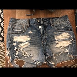 Super distressed jean shorts